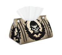 Devil Satan Print Long Tissue Box Cover Holder Foldable Leather Organizer for Vanity, Nightstand, Desk & Bathroom