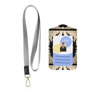 Devil Satan Prints Card Badge Leather Holder | Clear ID Card Holder - Employee Badge Holder - Office Access Card Holder