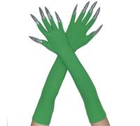 Devil Scary Long Mittens Corpse Hands Gloves Hand Cutter Gloves for Various Costumes Claw Monster Hand Movement Pack of 2, Green B, One Size
