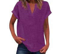 Devil Set Costume Women's Summer Tank Loose Fit Pleated V-Neck Sleeveless Top Curved Hem Flowy Extra T-Shirt Women, purple, 5XL