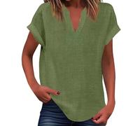 Devil Set Costume Women's Summer Tank Loose Fit Pleated V-Neck Sleeveless Top Curved Hem Flowy Extra T-Shirt Women, Army Green, 3XL