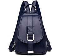 DevilAngel Soft Genuine Leather Backpack for Women,Large Capacity Satchel Shoulder Handbags for Shopping Trip, Blue, L, Backpack