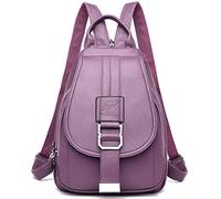 DevilAngel Soft Genuine Leather Backpack for Women,Large Capacity Satchel Shoulder Handbags for Shopping Trip, Purple, L, Backpack