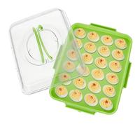 Deviled Egg Containers with Lid - 1 Pack 24 Count Reusable Platter Storage Tray with Handle for Refrigerator, Party, Thanksgiving, Christmas, Easter, Potlucks, Tea Parties, Picnics, Brunches (Green)