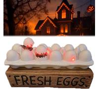 Deviled Eggs, Zombie Chick Halloween Light Up Decoration, Fresh Egg Storage Holder Halloween Decorations Indoor, 2025 Spooky Breaking Eggshell Egg Tray Container Ornament, for Home Desk Decor