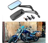 Devilmotor Black Rectangle Motorcycle Bobber Mirrors for Cruiser Chopper with Smoke Blue 8mm-10mm (Black)