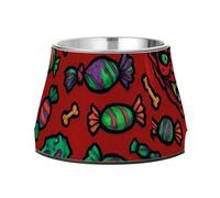 Devils and Candies Bowl for Dogs Elevated Stainless Steel Cat Food Dishes Medium Whisker Friendly