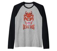 Devil's dog with sharp teeth Raglan Baseball Tee