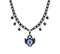 Devil's Eye Blue Color Necklace with Plastic Chain Zinc Dark Wind Black Clavicle Chain Men's Black Cool Jewelry Gift