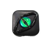 Devil's Eye Contact Lenses Box - Halloween Contact Lenses, Durable Leak-Proof Case for Color, Compact Travel Organizer with Separate Chambers for Halloween, Cosplay and Storage Needs (Green)