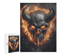 Devil's Fiery Skull Artwork: Housewarming Gift, 500 PCS Wooden Picture Puzzle for Grown-Ups, for Screen-Free Relaxation at Home