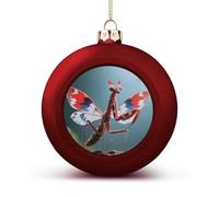 Devil's Flower Mantis Christmas Ball Ornaments - Shatterproof Plastic Vintage Rustic Xmas Tree Decorations Pendant for Family Holiday Wedding Party Xmas Hanging Decoration