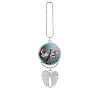 Devil's Flower Mantis Guardian Angel Wing Car Ornament for Mirror, Zinc Alloy Hanging Charm with Spiritual Design for Protection, Rearview Mirror Accessory Decor Gift for Women Men(Silver)