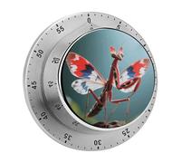 Devil's Flower Mantis Kitchen Timer 60 Minute Visual Wind Up Timers Indoor Mechanical Timers with Magnetic Base Stainless Steel Timer for Home Cooking Time Management Tool