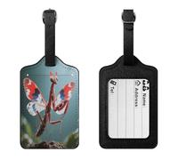 Devil's Flower Mantis Luggage Tag PU Waterproof Travel Name Tag with Card Holder for Women Men Suitcase Identifier Cute Travel Essentials