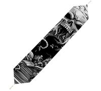 Devils Gate Skulls Cute Table Runner with Tassels Soft Plush Table Cloth for Party Home Decoration