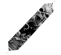 Devils Gate Skulls Cute Table Runner with Tassels Soft Plush Table Cloth for Party Home Decoration