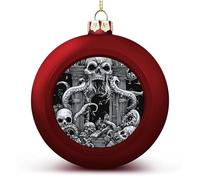 Devils Gate Skulls Funny Christmas Ball Ornaments Plastic Hanging Xmas Tree Baubles 2.4 Inch Holiday Decor