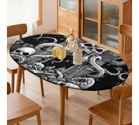 Devils Gate Skulls Oval Table Cloth Waterproof Table Cover Wipeable Tablecloths for Party Kitchen Indoor Outdoor