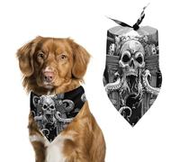 Devils Gate Skulls Printed Dog Bandanas Adjustable Triangle Pet Scarf Washable Puppy Bibs Kerchief