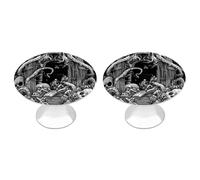Devils Gate Skulls Round Cabinet Knobs Set of 2 Stainless Steel Kitchen Cupboard Door Handles 28mm Diameter