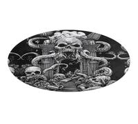 Devils Gate Skulls Round Rug Washable Coral Velvet Circle Area Rugs Room Decor Floor Mat for Bedroom Dorm