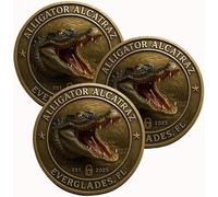 Devil'S Island Crocodile Face Challenge Coin, Florida Everglades Crocodile Collectible Coin, Made Of Alloy Material, Suitable For Collection And Daily Wear. (3pcs)