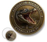Devil'S Island Crocodile Face Challenge Coin, Florida Everglades Crocodile Collectible Coin, Made Of Alloy Material, Suitable For Collection And Daily Wear. (1pcs)