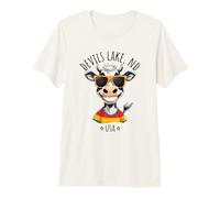 Devils Lake, North Dakota USA, Funny Cow Cartoon Design Premium T-Shirt