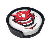 Devil's Smile Printed Coaster Set - 6-Piece Set - Waterproof and Scalding-Resistant, Suitable for Home and Office Use