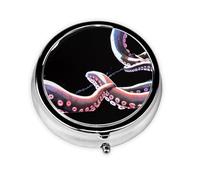 Devil's Tentacles Mini Round Pill Box, can be Put into Wallet, Pocket, Light and Convenient, 3 Compartment Pill Box, Portable Pill Box,