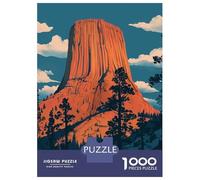 Devils Tower Wyoming 1000 Piece Jigsaw Puzzle, Old Europe Travel Artwork, Decorative Artwork, Premium Paper Puzzle, Travel Gift for Home Décor Fans, 70x50cm/1000pcs