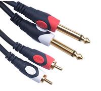 Devinal 1/4 to RCA Cable, Dual RCA to Dual 1/4 TS Interconnect Cable, Double 6.35mm Mono to 2 RCA/Phono Stereo Patch Cable Cord Adapter 25 Foot (7.5 Meters)