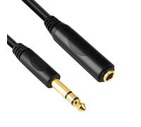 Devinal 6ft 1/4" 6.35mm Stereo Male to Female Extension Cable - Gold Plated Audio Adapter for Headphones, Guitar, Speakers - 1.8M Heavy Duty Aux Cord with 3.5mm Compatibility