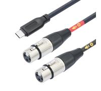 Devinal Female XLR to USB C Recording Stereo Cable, Upgrade Dual XLR Female to USB Type C Microphone Input Cable Compatible with Sumsung Google Huawei Xiaomi Smartphone or MacBook, etc 3.3 FT