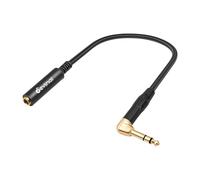 Devinal Right Angle 1/4 Inch TRS Male to 1/4 Inch TRS Female Cable, 6.35mm Stereo Headphone Guitar Extension Cord Adapter 1 FT 1 pcs