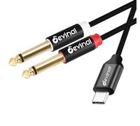 Devinal USB C to 1/4" inch Audio Cable, Type C to Dual 6.35mm TRS Stereo Aux Cord Y Splitter for Smartphone, Tablet, Laptop Link Amplifier, Mixing Console Mixer, Speaker, 3.3 Feet