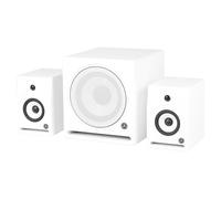 Devine RX-5A Active Nearfield Studio Monitor Pair - Powerful White Professional Audio Mixing Bundle With Subwoofer For Accurate Sound Production