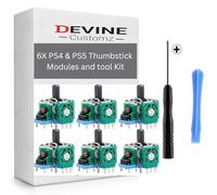 DevineCustomz® 6 x PS4 & PS5 Standard Controller Precision Thumbstick Module Joystick And Tool Kit Set Replacement PlayStation Joystick Rocker Sensor