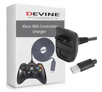 DevineCustomz® Charging Cable for Xbox 360 Controller - 1.8m Wear-Resistant USB Lead for Microsoft Xbox 360 Gamepad White/Grey (Black)
