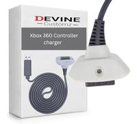 DevineCustomz® Charging Cable for Xbox 360 Controller - 1.8m Wear-Resistant USB Lead for Microsoft Xbox 360 Gamepad White/Grey (Grey/White)