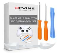 DevineCustomz® Xbox Series S X Controller Lb Rb Bumper Button And Tool Kit Set Bundle Screwdriver Torx Pry Bar Black & White (White)