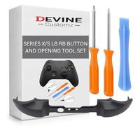 DevineCustomz® Xbox Series S X Controller Lb Rb Bumper Button And Tool Kit Set Bundle Screwdriver Torx Pry Bar Black & White (Black)