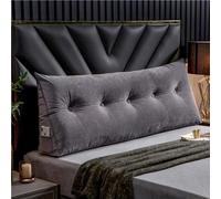 DEVINK Luxury Headboard Pillow, Large Wedge Back Lumber Support Positioning Pillow With Pocket For Bed Sofa Tatami, Washable Daybed Triangle Bolster Cushion(200×50×20cm,Grey)