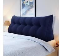 DEVINK Wedge Headboard Pillows Bed Wedge Pillow Headboard Wedge Pillow Triangle Pillow Wedge Daybed Pillows Bolster Pillow Headboard with Removable Cover(150×50×20cm,Navy Blue)