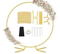 DEVISEFUN 6.6FT Round Metal Arch Backdrop Stand, Circle Balloon Arch Stand Kit with Base, Metal Gold Wedding Arches Frame Heavy Duty for Birthday Gender Reveal Baby Shower Anniversary Party Decoration