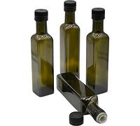 Devitre 4 x Oil Bottle 250 ml Glass Bottles with Pourer and Labels