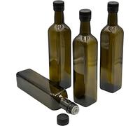 Devitre 4 x Oil Bottles 500 ml Brown Glass Bottles with Spout and Labels
