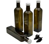 Devitre 4 x Oil Bottles 500 ml Oil Containers with 2 x Plastic Pourers and Labels