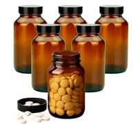 Devitre 6 x Brown Glass Jars 250ml - Tablet Jar with Screw Lid